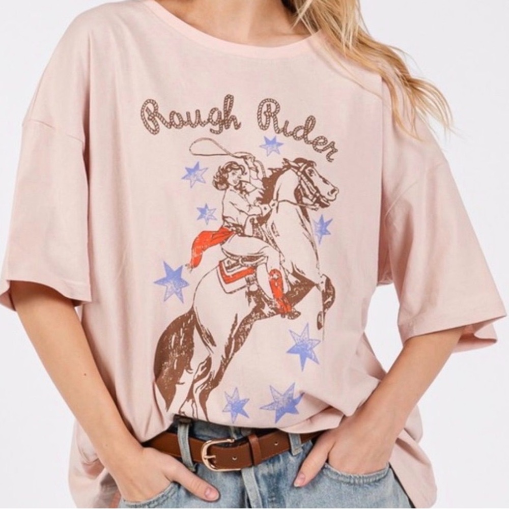 Sage + Fig Rough Rider Graphic Oversized Tee - NWT Medium